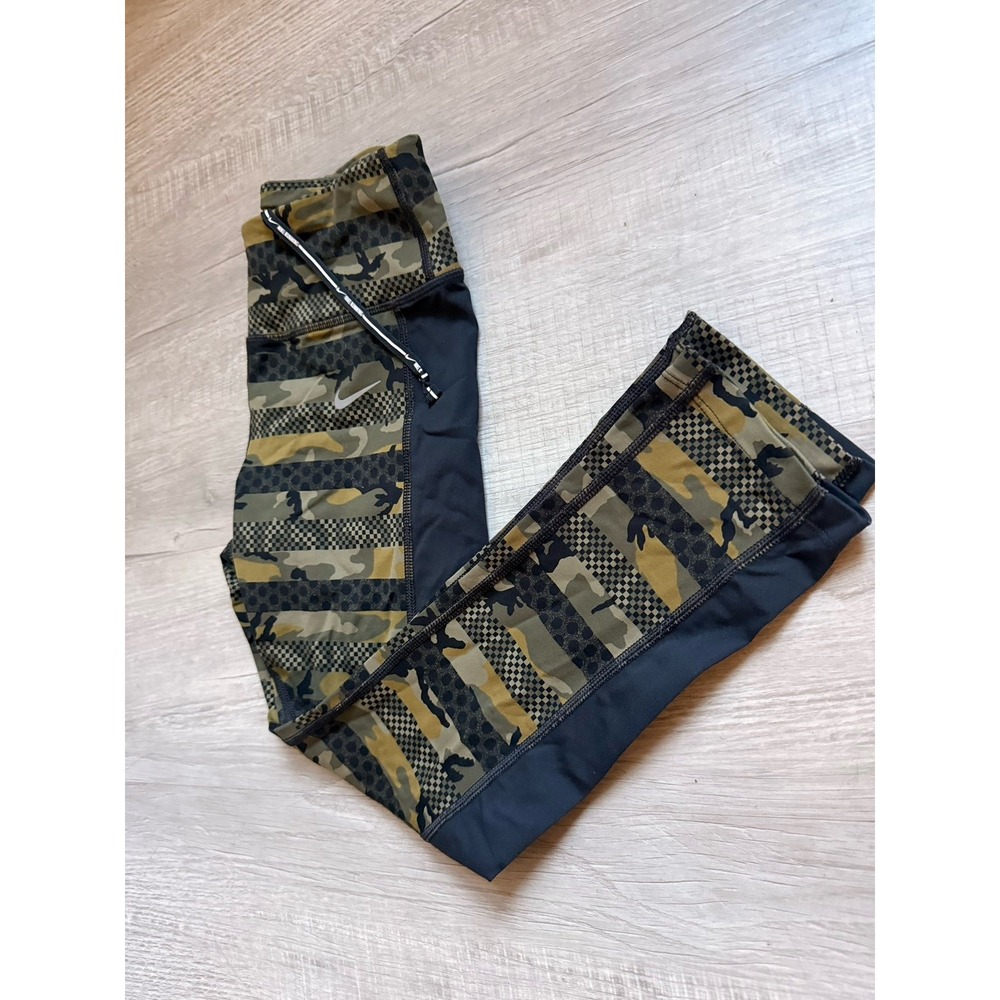 Nike Epic Lux Militia Green/Black Women's S running Crop pant legging camoflage - Picture 3 of 12